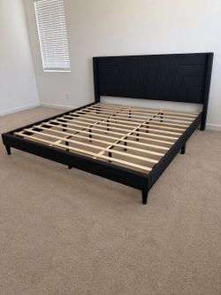 Dark gray king size bed frame