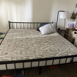 King size bed with metal frame