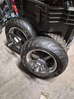 Set of Pocket bike rim and tires with sprocket break disks