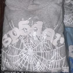Large Gray (Black & Baby Blue Available)Webbing Sp5der Hoodie
