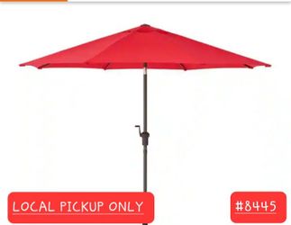 ➿ Hampton Bay 9ft. Aluminum Market Crank Auto-Tilt Patio Umbrella in Ruby Red #8445