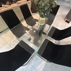 Modern Glass Table With 6 Chairs