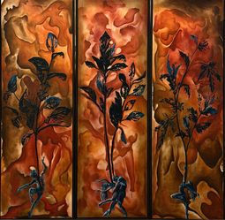 Abstract Custom Oil Paintings: 12 in X 35.5 in (set of 3)