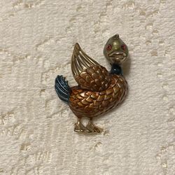 Vintage signed “JJ” Jonette Jewelry Brooch Enamel Duck Brooch