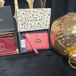 REDUCED ✅Coach Authentic Varsity  $ Rainbow  Wristlet New In Box!