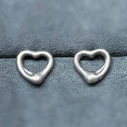 Tiffany & Co Open Heart Elsa Peretti Stud Earrings Sterling Silver