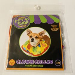 Clown Dog Halloween Collar Size S/M 