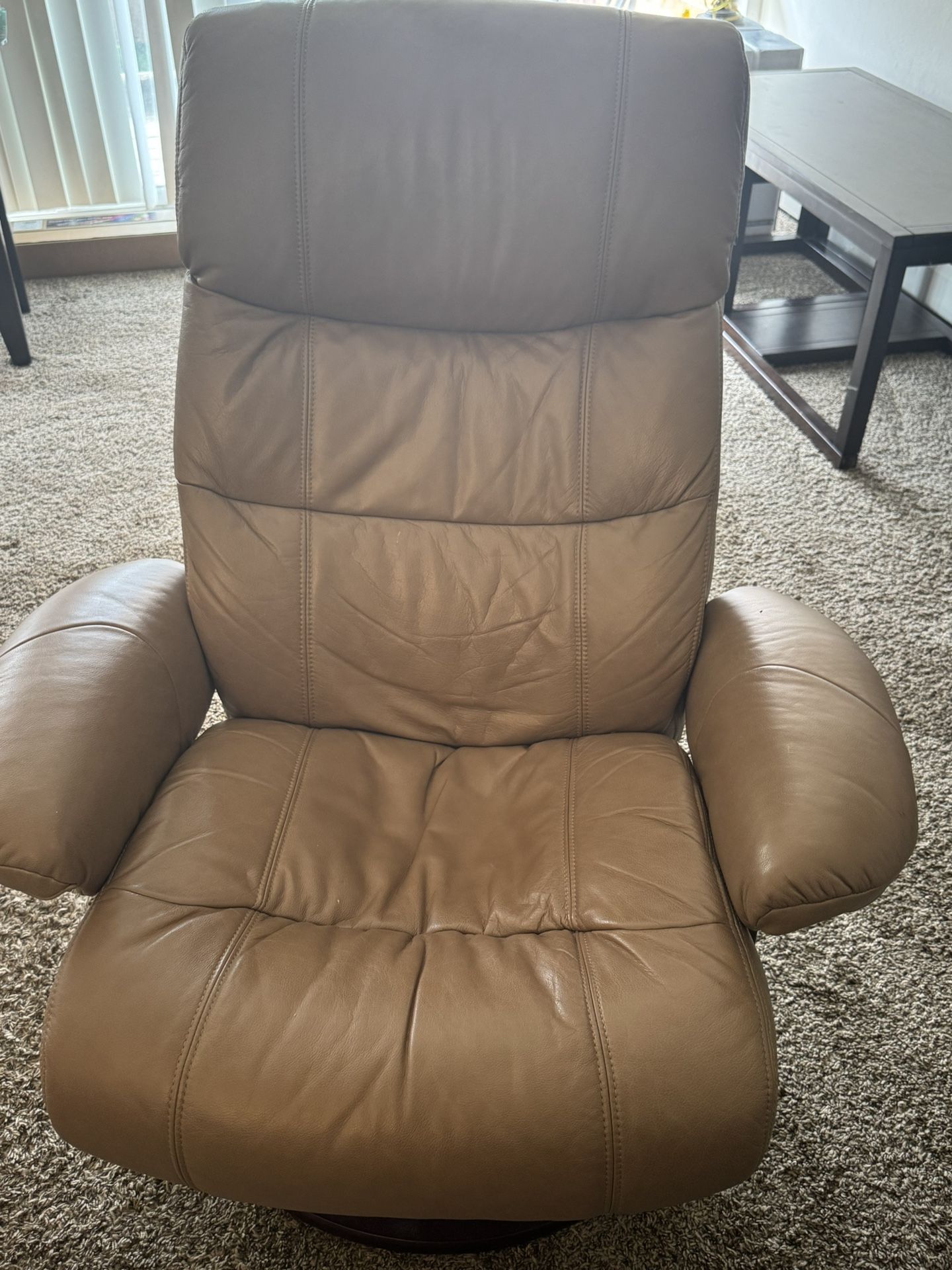 Almond Leather Swedish Recliner
