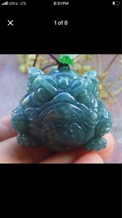 Certificate Jadeite Jade Pendant Green Anger Angry Frog Toad Lotus