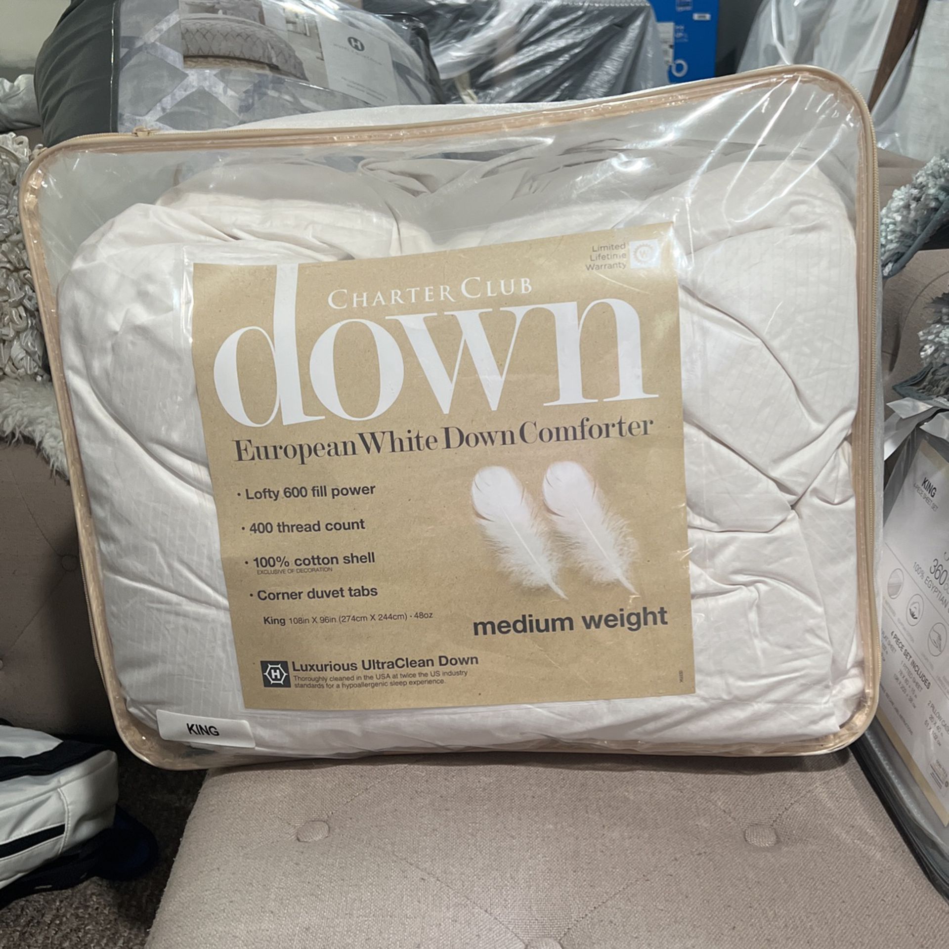 King Size Down Comforter Brand New KING SIZE 400 Thread Count 100% Cotton MEDIUM WEIGHT