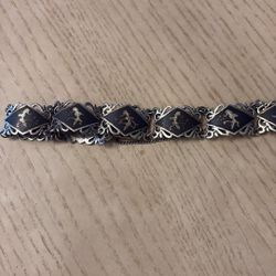 Vantage Siam Sterling Wide Hand Carved Bracelet 