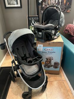 New Graco® Modes Pramette Travel System, Includes Baby Stroller with True Pram Mode, Reversible Seat, One Hand Fold, Extra Storage, Child Tray and Snu