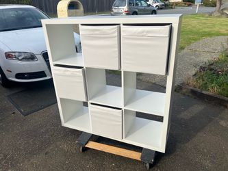 IKEA Kallax Cube Storage, 9 Cubes, 4 Cloth Bins, Delivery