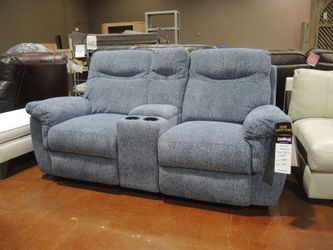 Manual Reclining Loveseat - Blue-Gray | Small Sofa | Two-Seat Couch