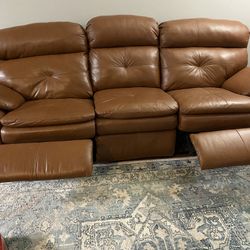 Leather Sofa. Three Seater. Two Electrical Recliners.