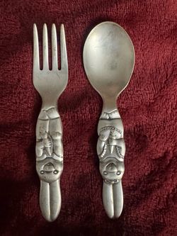 Silver-Tone Children's Fork and Spoon Set