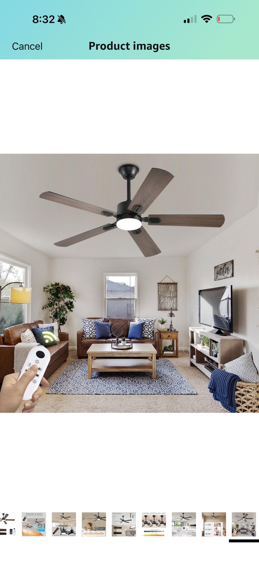 52 inch Modern Ceiling Fans with Lights APP/Remote Control, Low Profile Reversible 6 Speeds Dimmable Ceiling Fan Light for Indoor/Outdoor Bedroom Livi