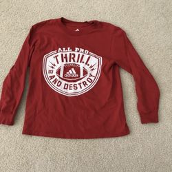 Adidas "Thrill and Destroy" red long sleeve T - Boys small - armpit to armpit = 16"
