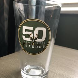 Milwaukee Bucks 50th Commemorative Drinking Glass 