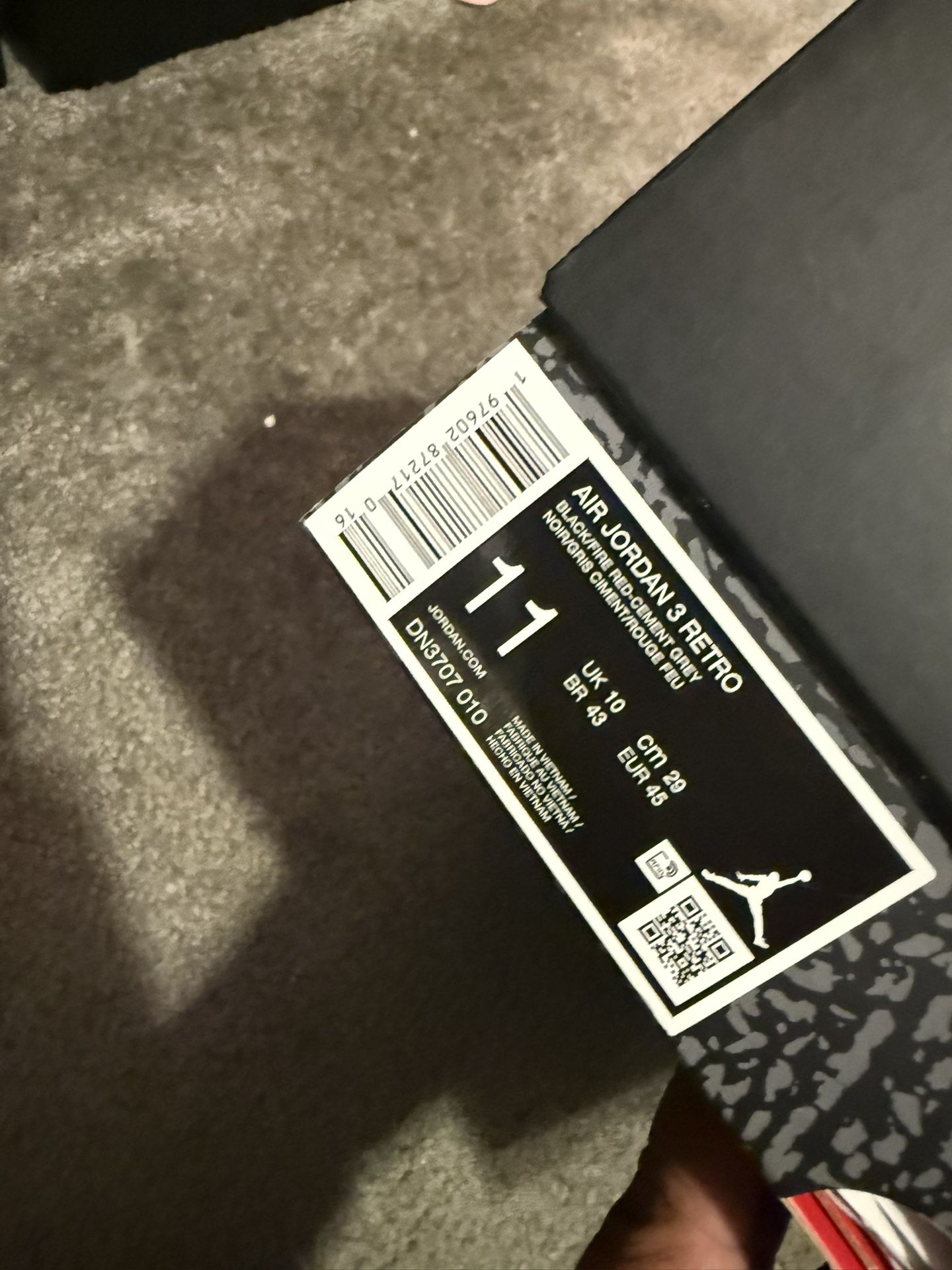 Jordan 3 Retro OG Black Cement Size 11