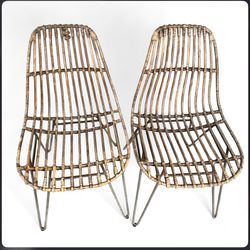 Pair of World Market Rattan Flynn Hairpin Dining Chairs