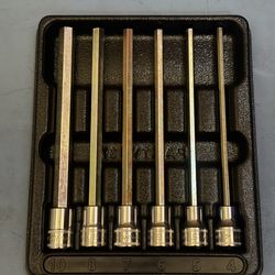 Snap-on Tools 6 pc 3/8" Drive Metric Extra-Long Hex Bit Socket Driver Set