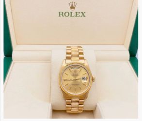 Rolex President Day Date 18078 36mm Bark Finish Champagne Dial 18k Yellow Gold