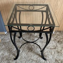 Square Glass and Iron End Table