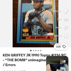 Ken Griffey Jr Baseball Card Mint Condition