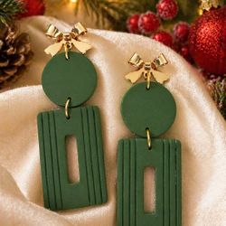 Green Handmade Polymer Clay Earrings