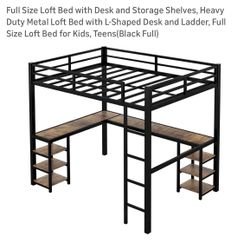 Full size loft bed with desk