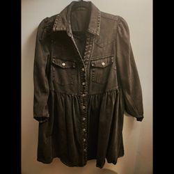 Women's Black Denim Babydoll Dress