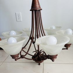 6-Light And 3-Light Chandeliers – Antique Bronze with Frosted Glass Shades