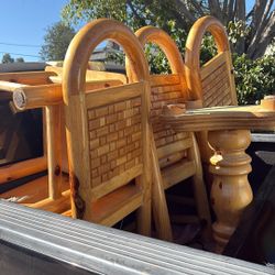 matching Oak Dining Room Table And Wine Cabinet With Chairs