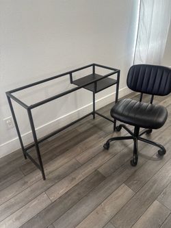 Desk or vanity table with adjustable chair