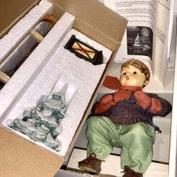 Vintage NOS  MJ Hummel Doll Goebel Ride Into Christmas Sled Lantern Tree 12”