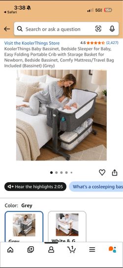 Grey Baby Bedside Bassinet Co-Sleeper
