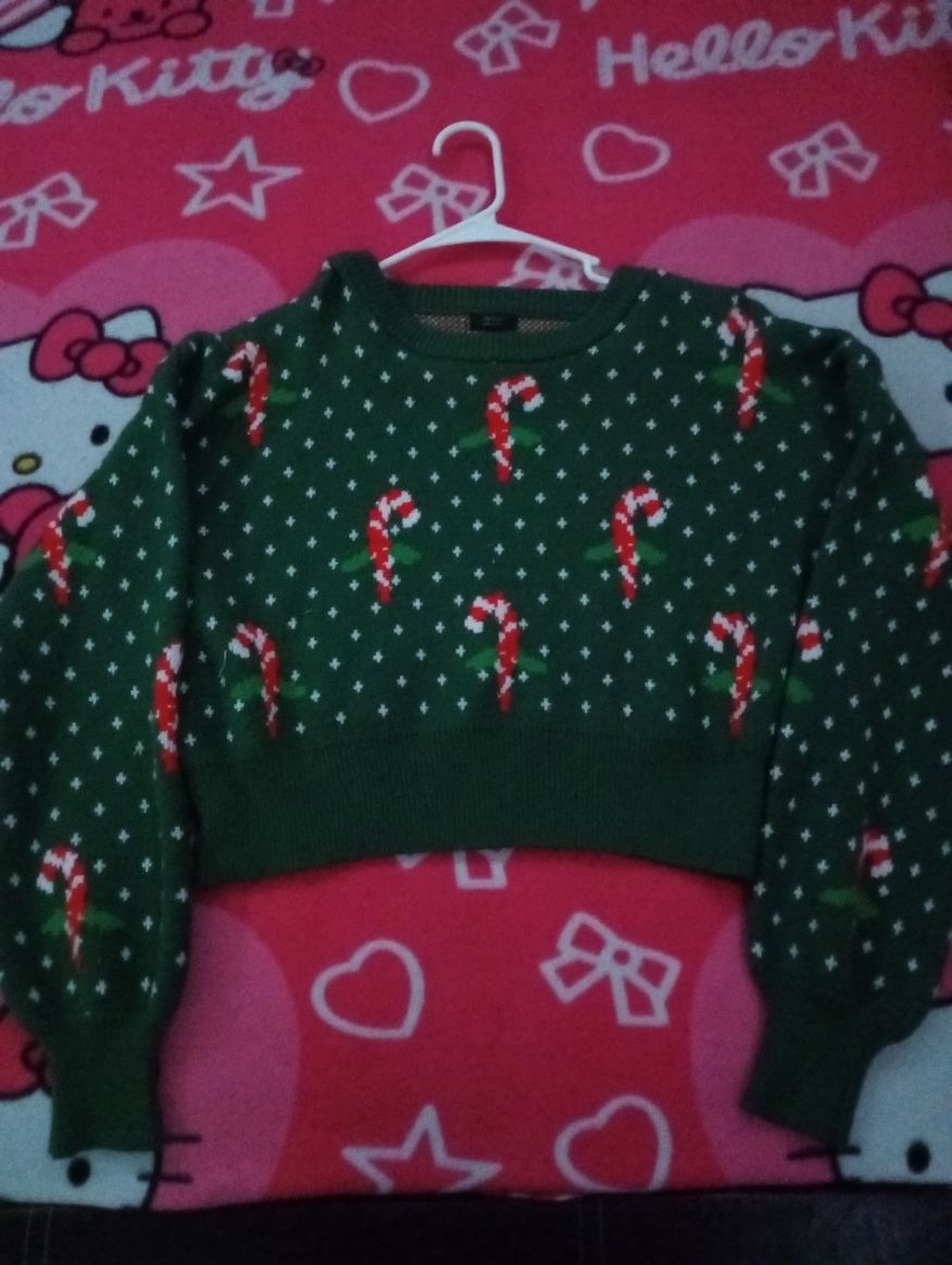 Green Hoodie With Candy Canes