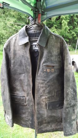 Michael Jordan distressed leather jacket