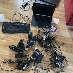 Huge Bundle of Laptop cords and Dell Precision M3800 For Parts