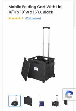Mobile Folding Cart With Lid, 16"H × 18"W x 15"D, Navy