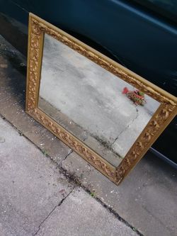 Large Vintage Wood-framed Mirror. Square