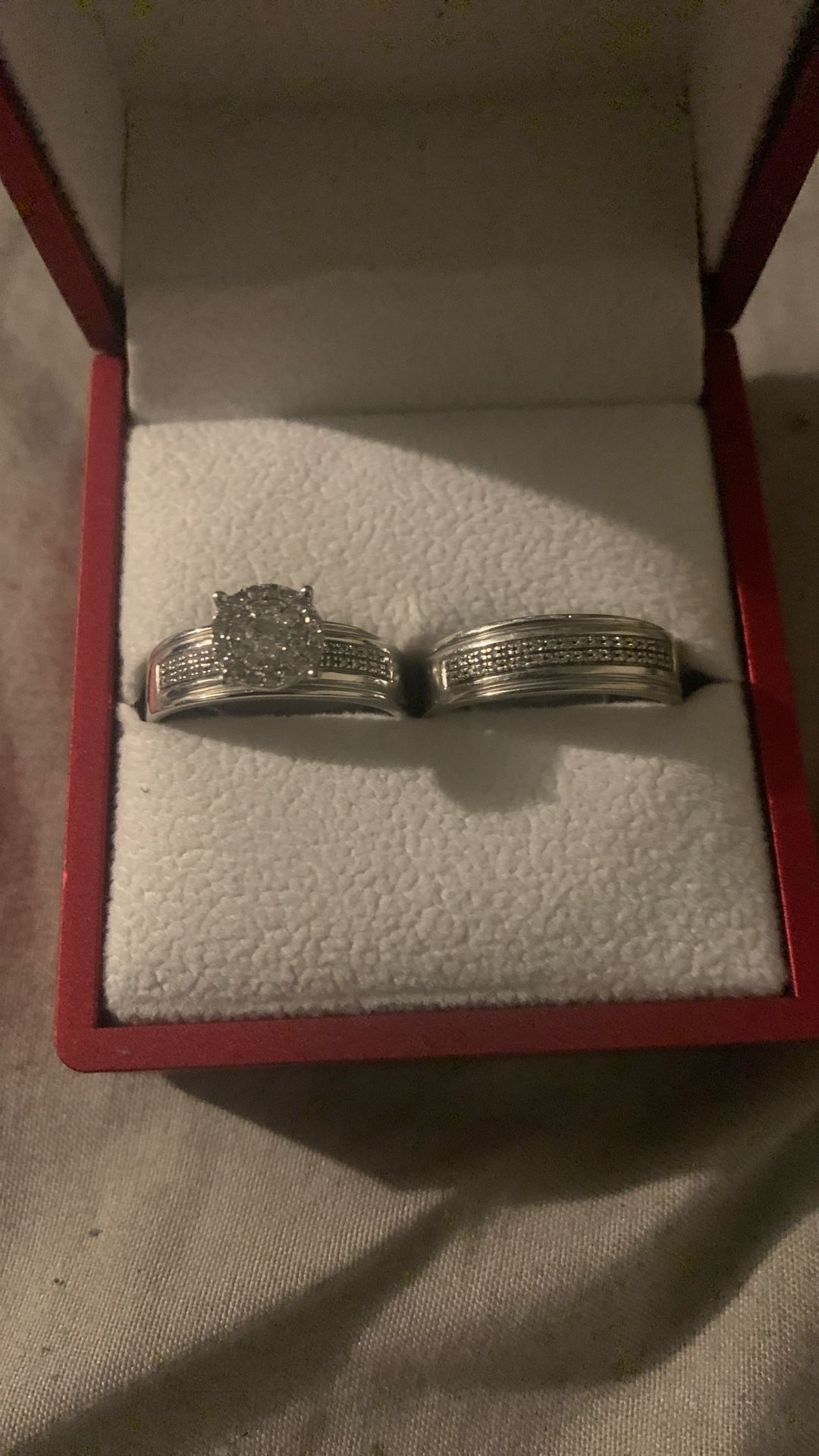 14k White Gold With Natural Diamonds Wedding Ring And Wedding Band