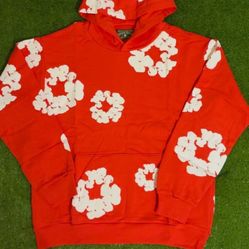 Orange Denim Tear Hoodie 