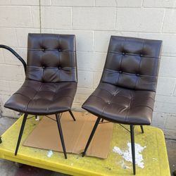 Aiken Brown Faux Leather Upholstered Tufted Side Chair