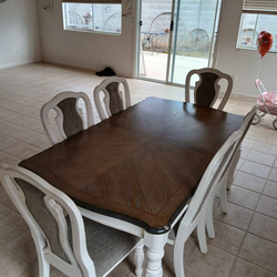 Dining table with six chairs