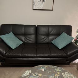 Black Leather Futon 