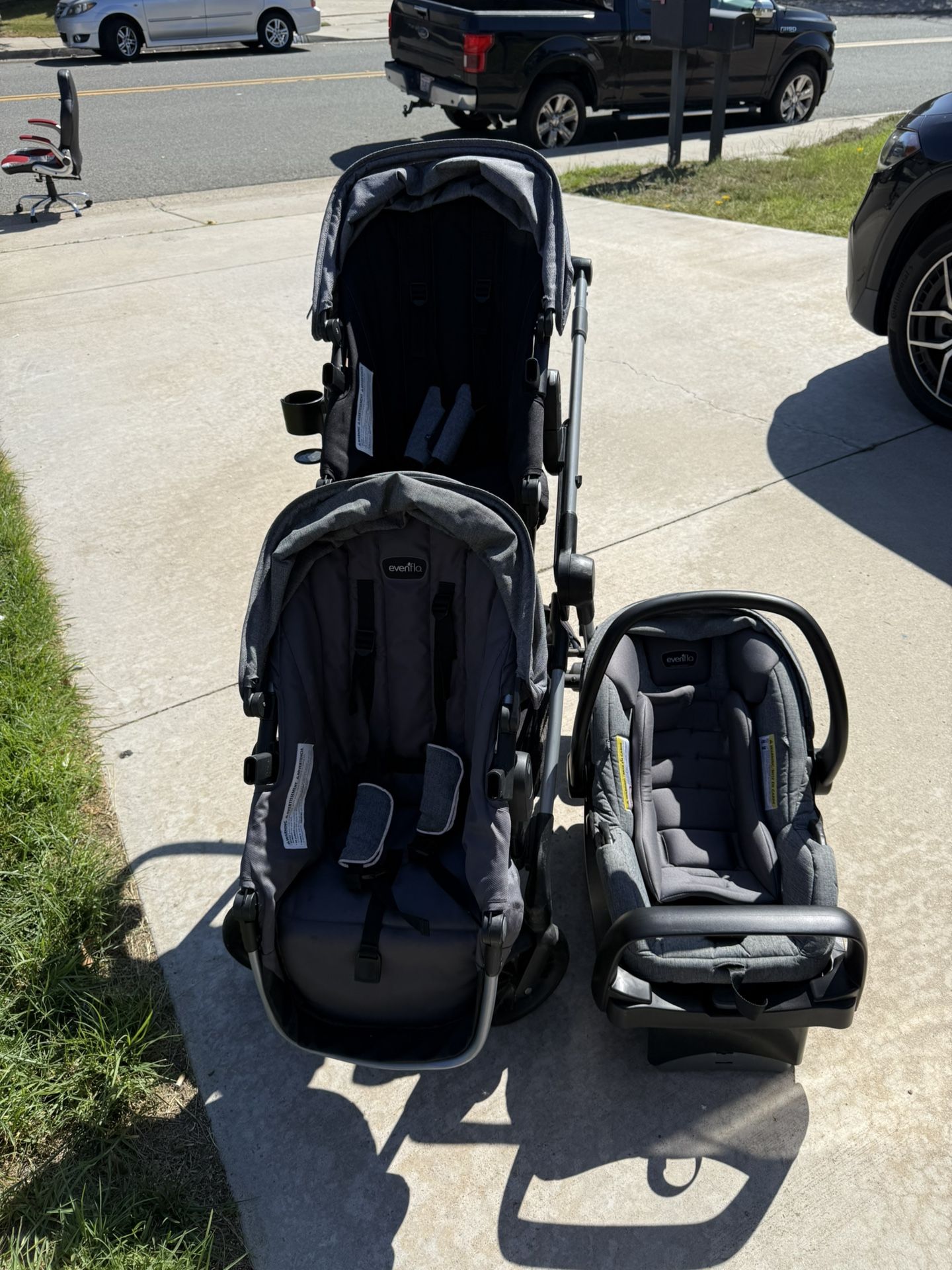 Evenflo Newborn Car Seat And Double Stroller