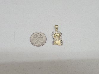 10K Two Tone Gold Jesus Christ Face Charm