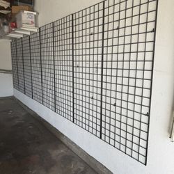 Comerical Heavy Duty Display Grid Panels with shelves, brackets & mounting hardware.
